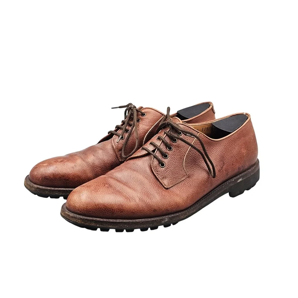 Salvatore Ferragamo‎ Men's Size 11.5 D US Brown Leather Vibram Derby Shoes READ